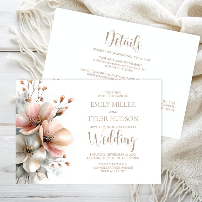 Invitation All in One Rustic Pink Floral Wedding (Créateur téléchargé)