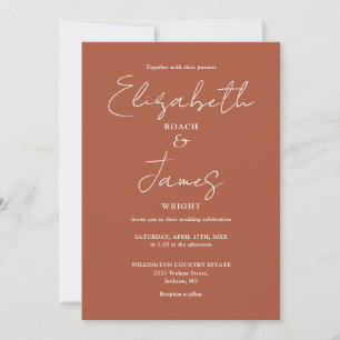 Invitation All In One Terracotta Minimaliste Mariage élégant