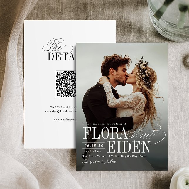 Invitation All in One Timeless Typography 3 photo Wedding (All in One Timeless Typography 3 photo Wedding Invitation)