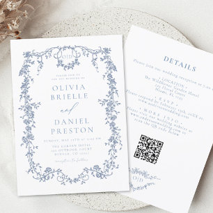Invitation All In One Victorian Français QR Code Mariage