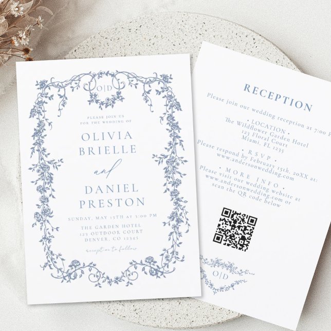 Invitation All In One Victorian Français QR Code Mariage (Créateur téléchargé)