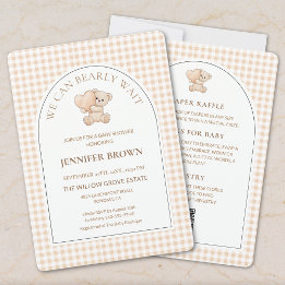 Invitation All in One We Can Bearly Wait Gingham Baby Shower