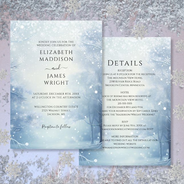 Invitation All In One Winter Wonderland Forest Mariage (All In One Winter Wonderland Forest Wedding Invitation)