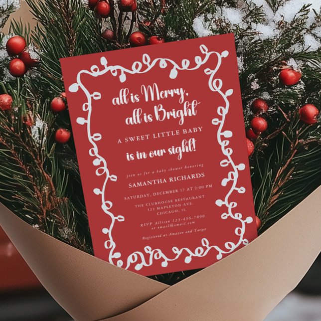 Invitation All is Merry, All is Bright Christmas baby shower (Créateur téléchargé)
