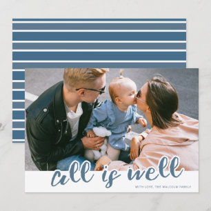 Invitation All is Well Script Overlay Photo Holiday Card