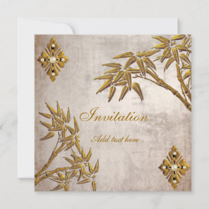 Invitation All Occasion Asian Gold Old Paper