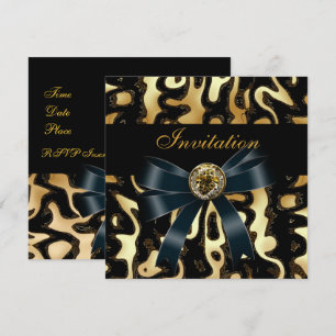 Invitation All Occasion Black Gold Africa Abstract