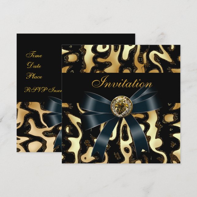 Invitation All Occasion Black Gold Africa Abstract (Front/Back)