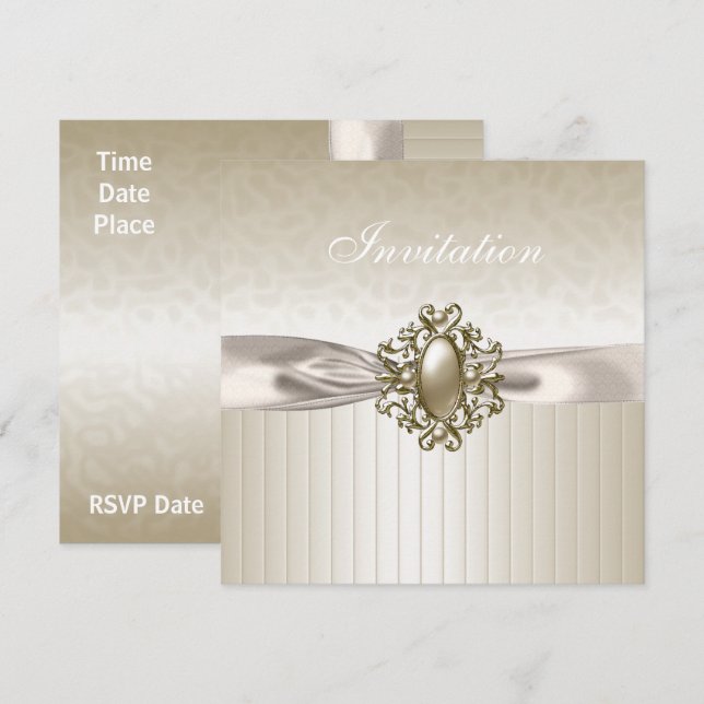 Invitation All Occasions Biege Cream Jewel (Front/Back)