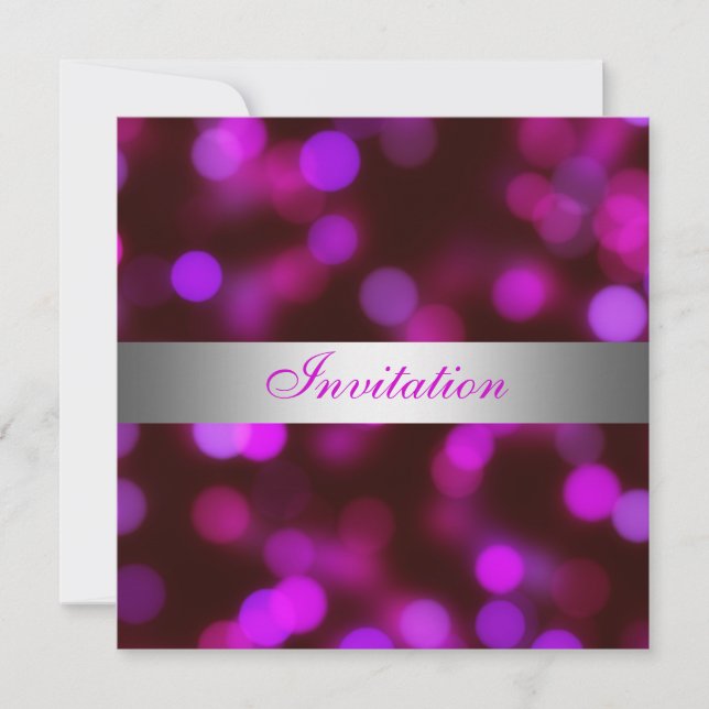 Invitation All Occasions Pink Silver Bubbles (Front)