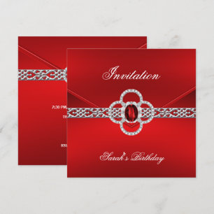 Invitation All Occasions Red Silver Jewel NEW