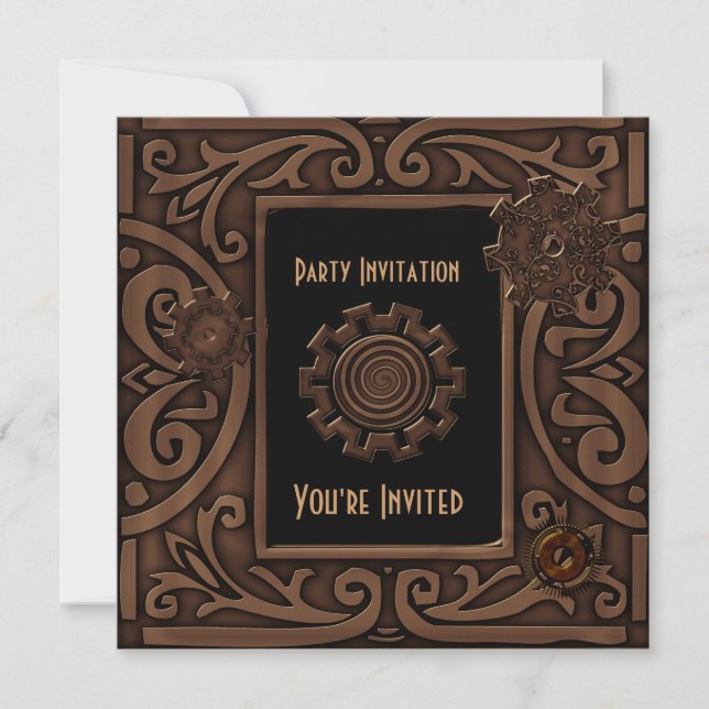 Invitation All Occasions Zizzago Steampunk Design (Front)