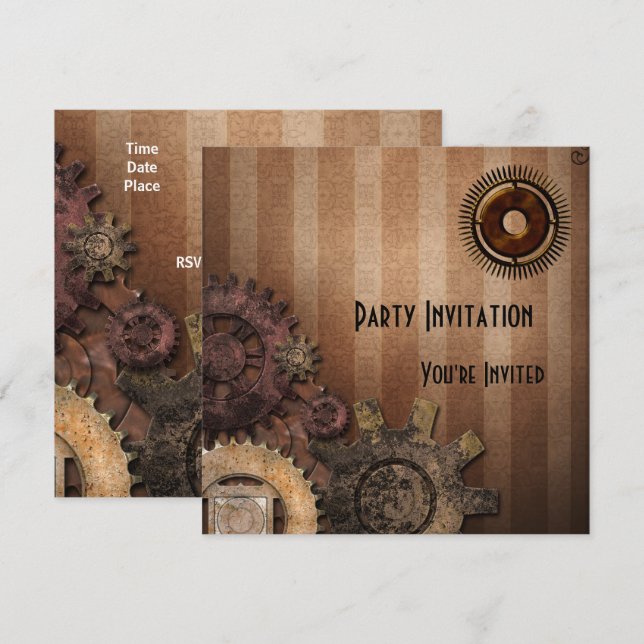 Invitation All Occasions Zizzago Steampunk Design (Front/Back)