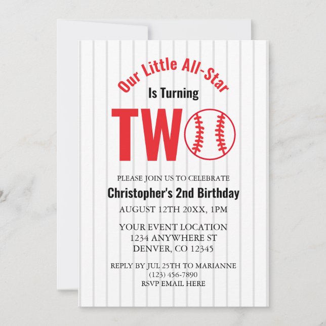 Invitation All-Star Baseball 2e anniversaire (Devant)