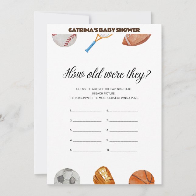 Invitation All Stars Sports Baby shower - Nom modifiable, 5x7 (Devant)