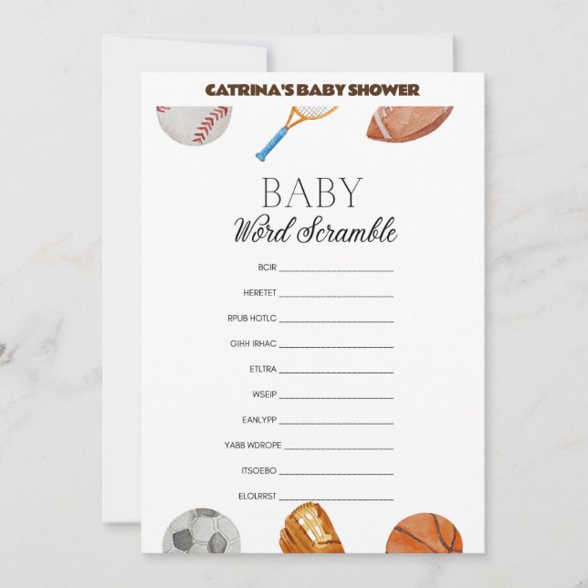Invitation All Stars Sports Baby shower - Nom modifiable, 5x7 (Devant)