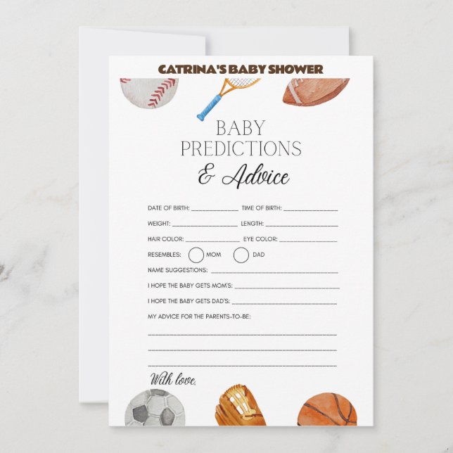Invitation All Stars Sports Baby shower - Nom modifiable, 5x7 (Devant)