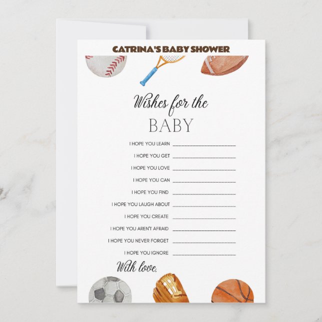 Invitation All Stars Sports Baby shower - Nom modifiable, 5x7 (Devant)