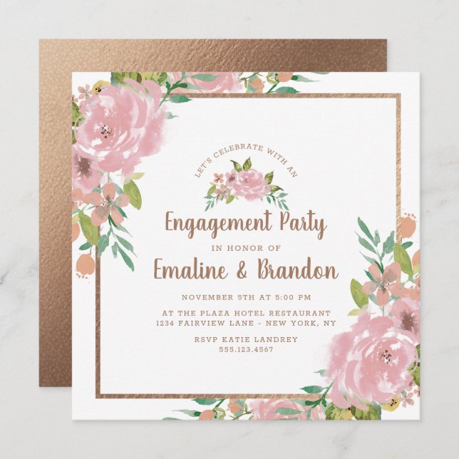 Invitation Allant Rose Vintage Dusty Pink (Devant / Derrière)