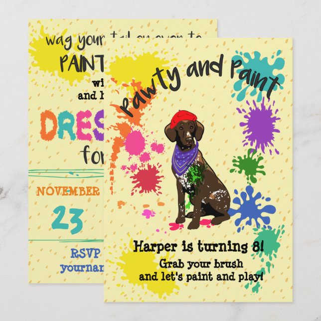 Invitation Allemand Short Haired Pointer Art Anniversaire Inv (Devant / Derrière)