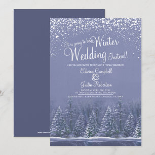Invitation Aller être un mariage d'hiver neige lac bleu