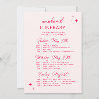 Invitation Aller Filles Bachelorette Week-end Itinéraire