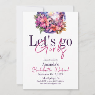 Invitation Allez les filles rose Dernière disco Bachelorette 