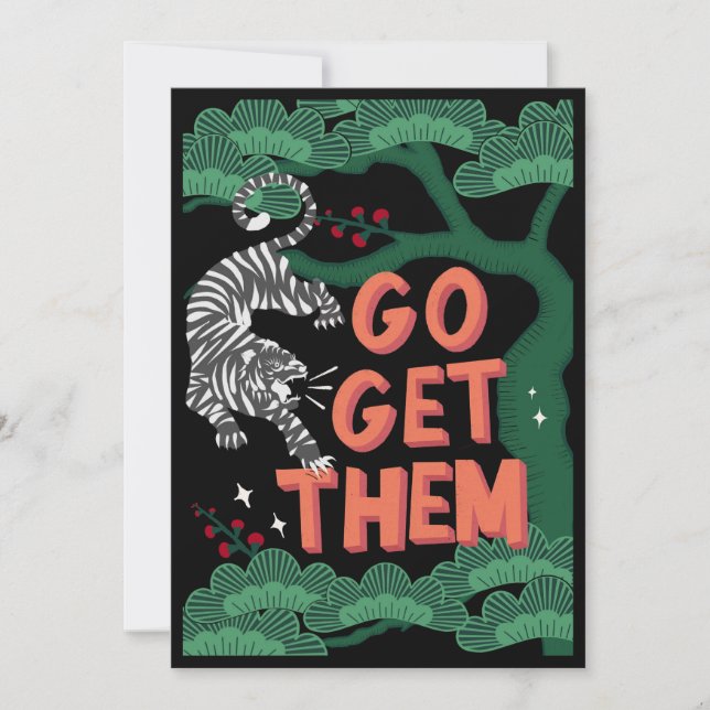 Invitation Allez Les Obtenir Japon Tiger Positivité Encourage (Devant)