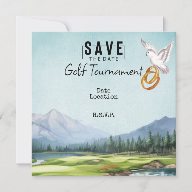 Invitation Alliance de mariage de golf sur le parcours de gol (Devant)