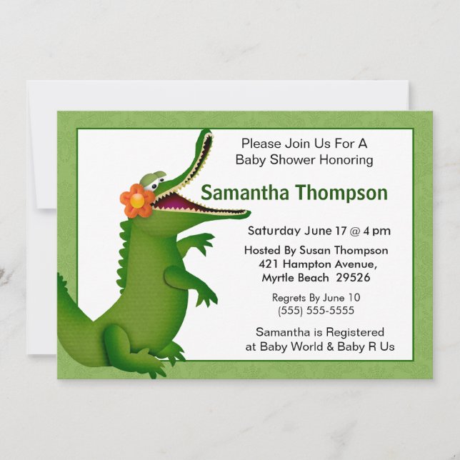 Invitation Alligator/Crocodile Baby shower (Devant)