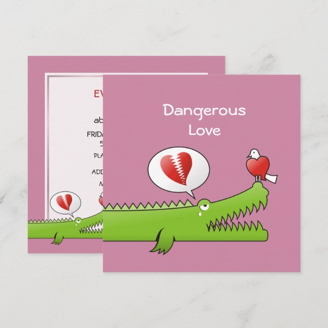 Invitation Alligator en amour (Devant / Derrière)