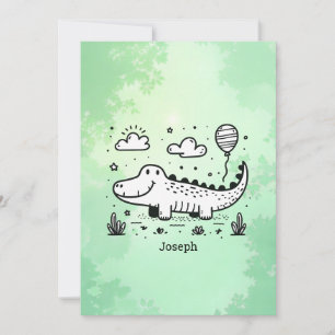 Invitation Alligator Heureux avec Ballon - Jolie Décoration p