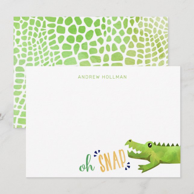 Invitation Alligator ou Crocodile Merci Note Papier à lettres (Devant / Derrière)