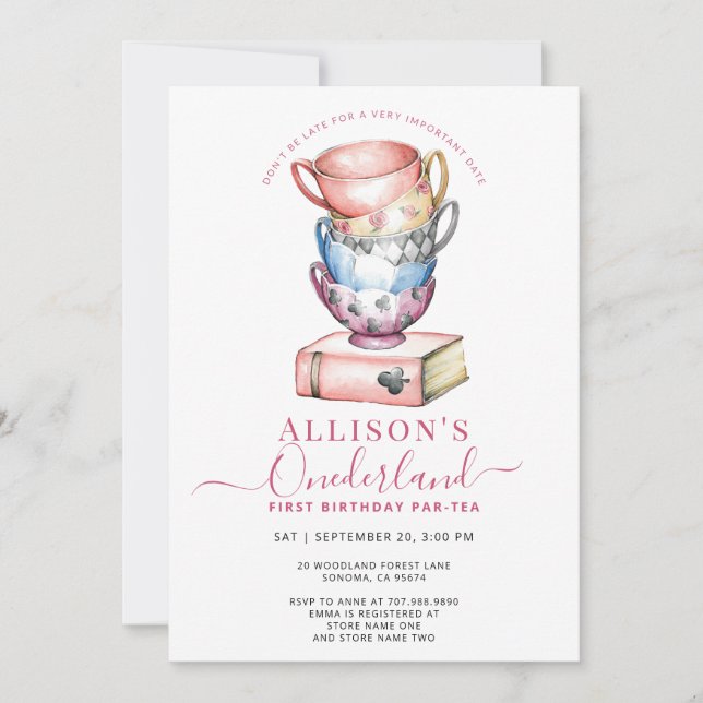 Invitation Allison's Onederland Girl's Par-Tea 1er anniversai (Devant)