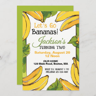 Invitation Allons à la banane n'importe quel âge fête d'anniv