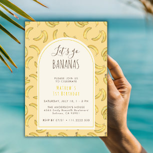 Invitation Allons Bananes Mignon Jaune Fête d'anniversaire de