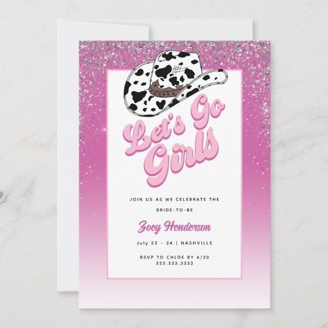 Invitation Allons faire la fête de bachelorette aux filles ro (Devant)