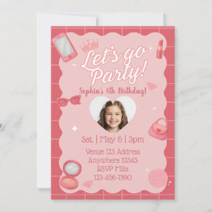 Invitation Allons Fêter Maquillage & Photo Rose Anniversaire
