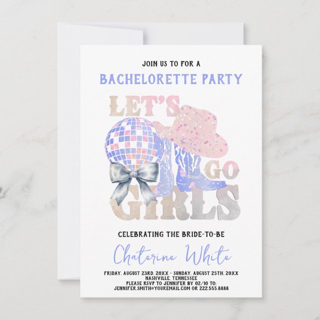 Invitation Allons filles Bachelorette Rodéo fête (Devant)