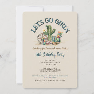 Invitation Allons Filles Cowgirl Western Anniversaire fête