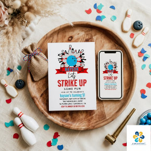 Invitation Allons jouer au bowling ! Fête d'anniversaire pour