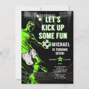 Invitation Allons-y pour une fête d'anniversaire de Soccer Fu