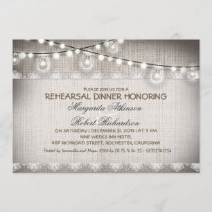 Invitation allumage des ampoules à dentelle de burlap répétit