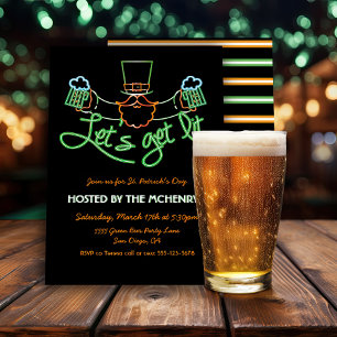 Invitation Allumons la fête Lutins néon de la Saint-Patrick