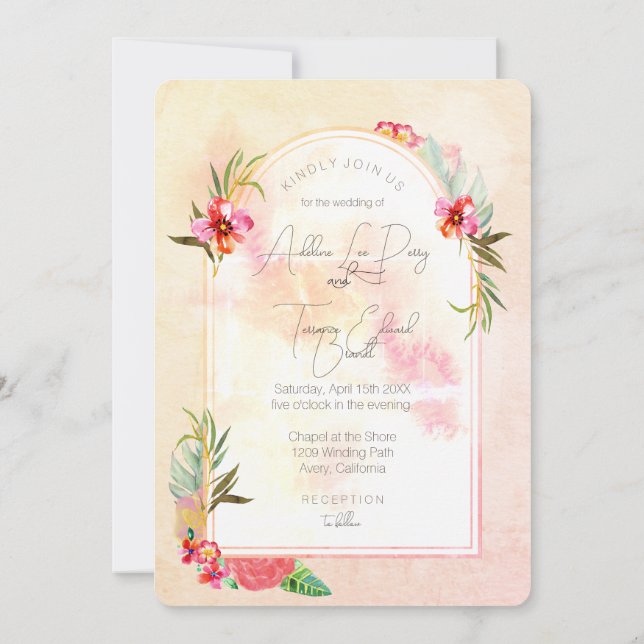 Invitation Aloha Aquarelle Florale (Dos)