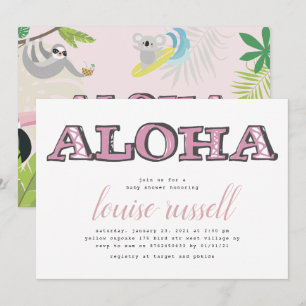 Invitation Aloha Baby Animal tropical   BABY SHOWER