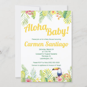 Invitation Aloha Baby ! Baby shower à thème tropical et touca