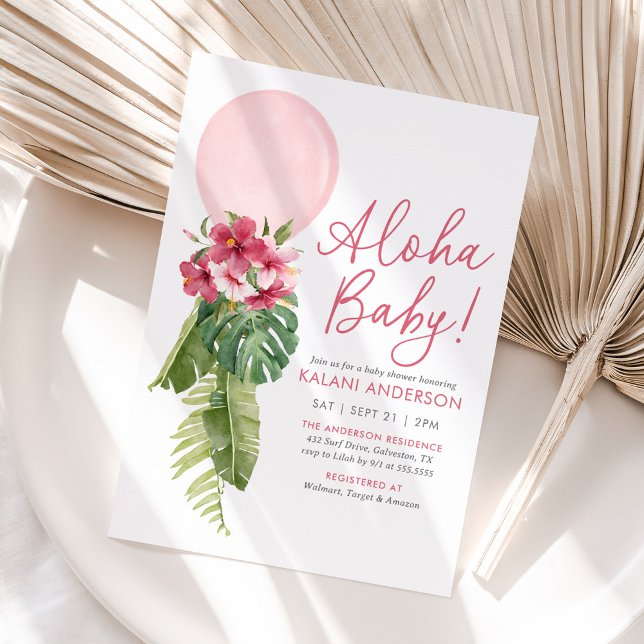 Invitation Aloha Baby Baby shower de ballon floral tropical (Créateur téléchargé)