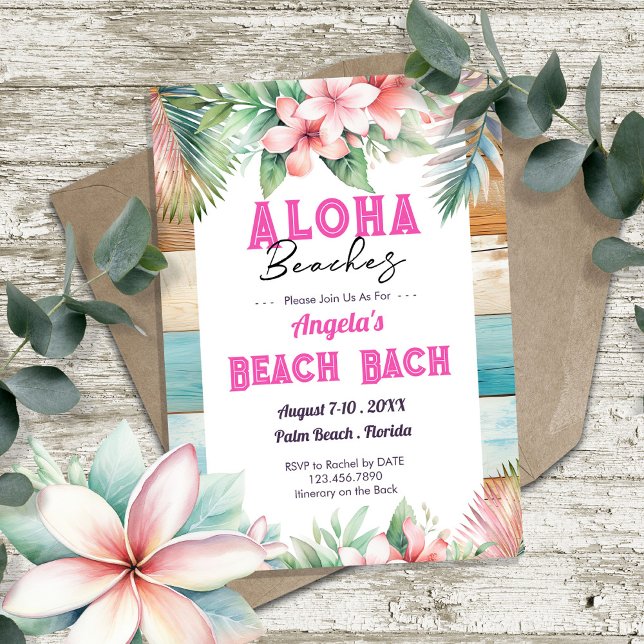 Invitation Aloha Beach Bachelorette Itinéraire de fête (Créateur téléchargé)