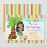 Aloha Cute African American Girl Birthday Party